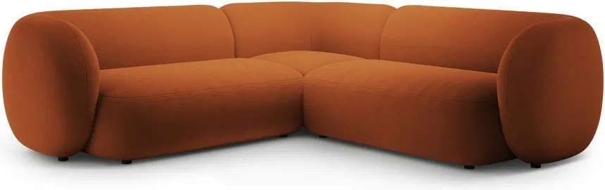 Zamatová rohová pohovka v terakotovej farbe Kate – Micadoni