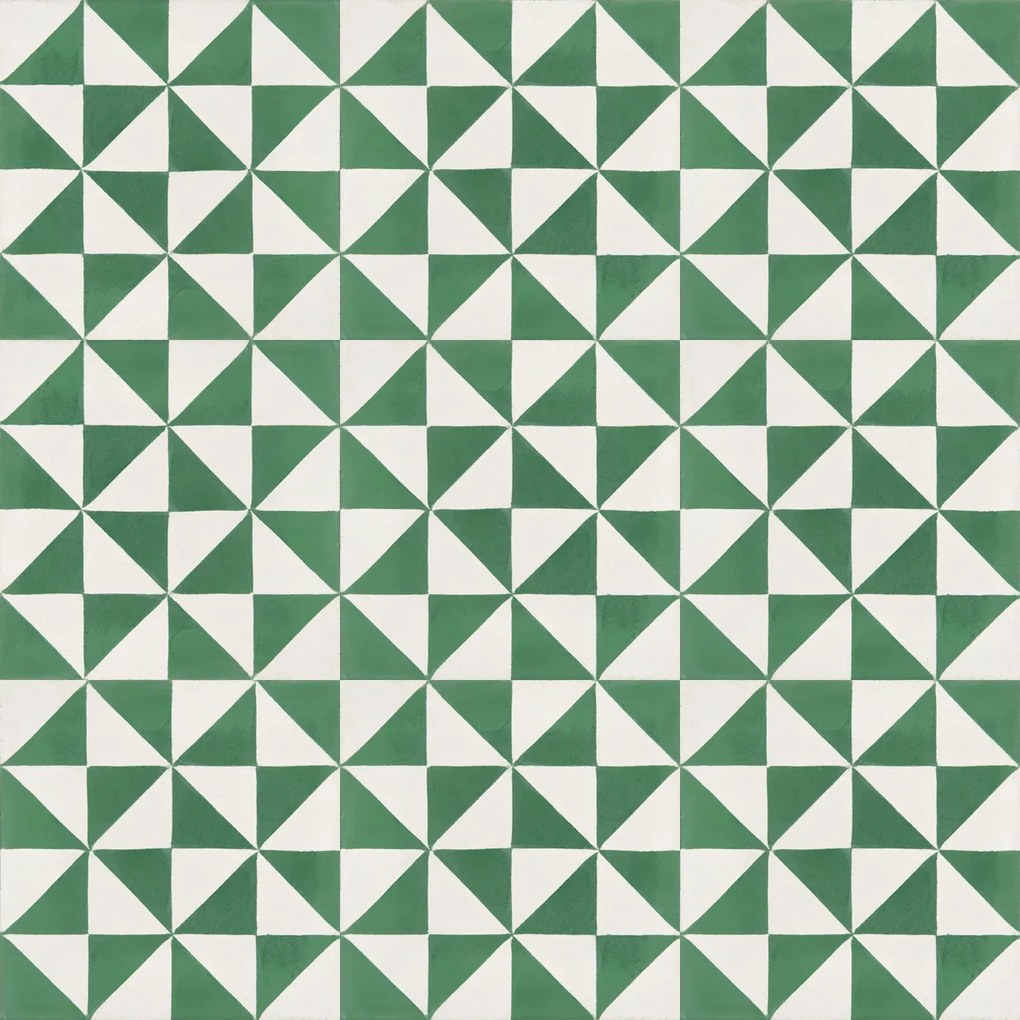 Cementové dlaždice s trojuholníkovým motívom v zelenej a bielej farbe - Ref. 241 | Articima