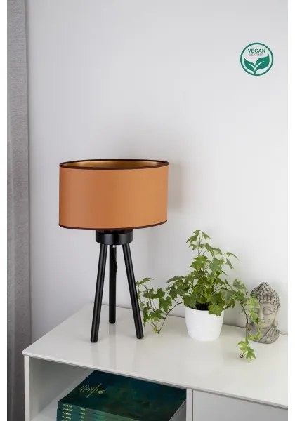 Duolla - Stolná lampa OVAL VEGAN 1xE27/15W/230V pr. 30 cm hnedá