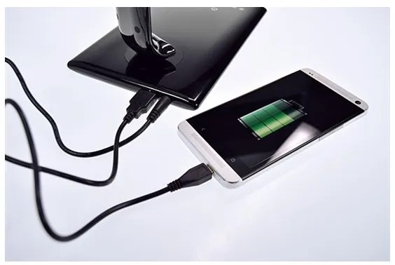 Brilagi - LED Stmievateľná stolná lampa USB konektor LED/12W/230V čierna