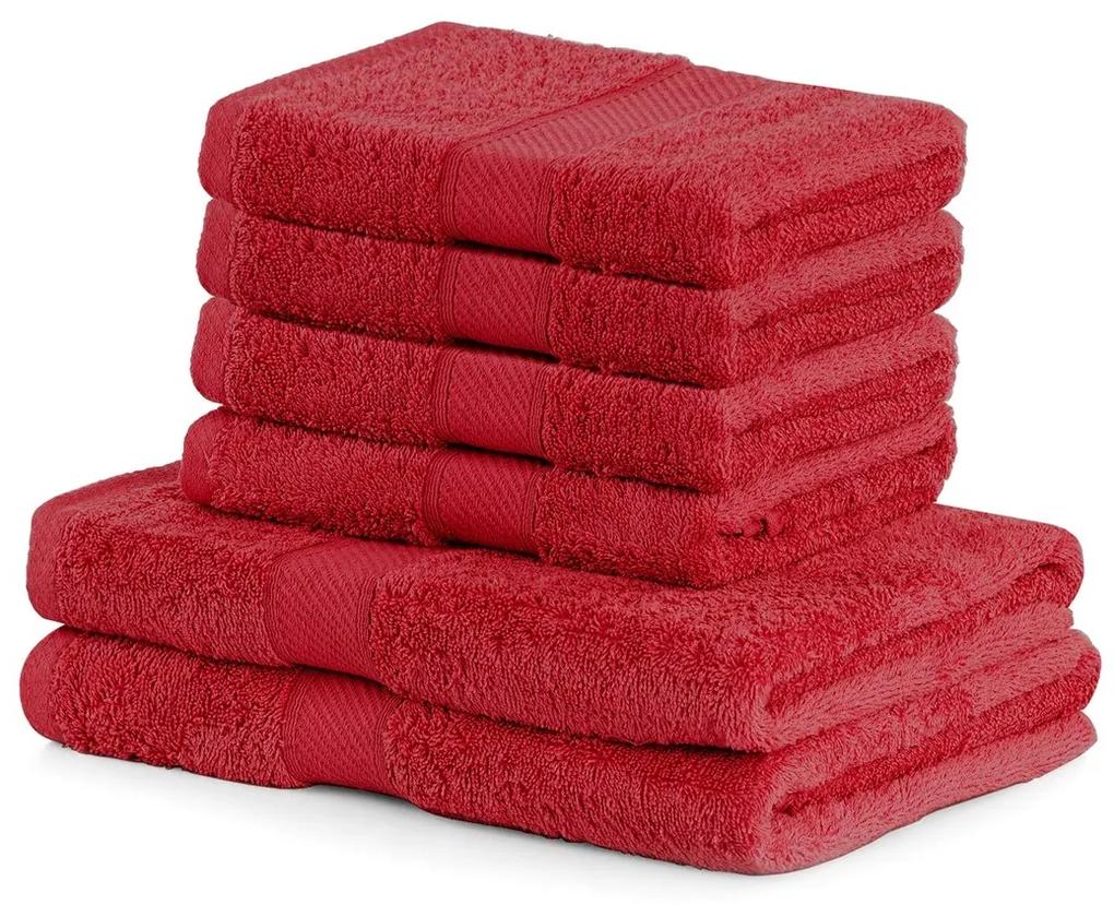 Súprava 2 osušiek a 4 uterákov DecoKing Bella červená