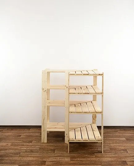 REGÁL DREVENÝ ROHOVÝ Maxi 3W+ 115x85x50 - BOROVICA
