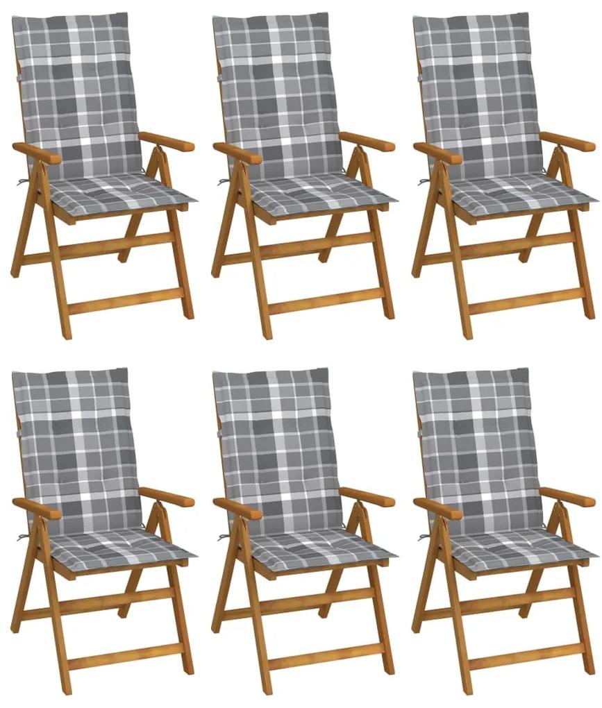 Skladacie záhradné stoličky s podložkami 6 ks akáciový masív 3064133