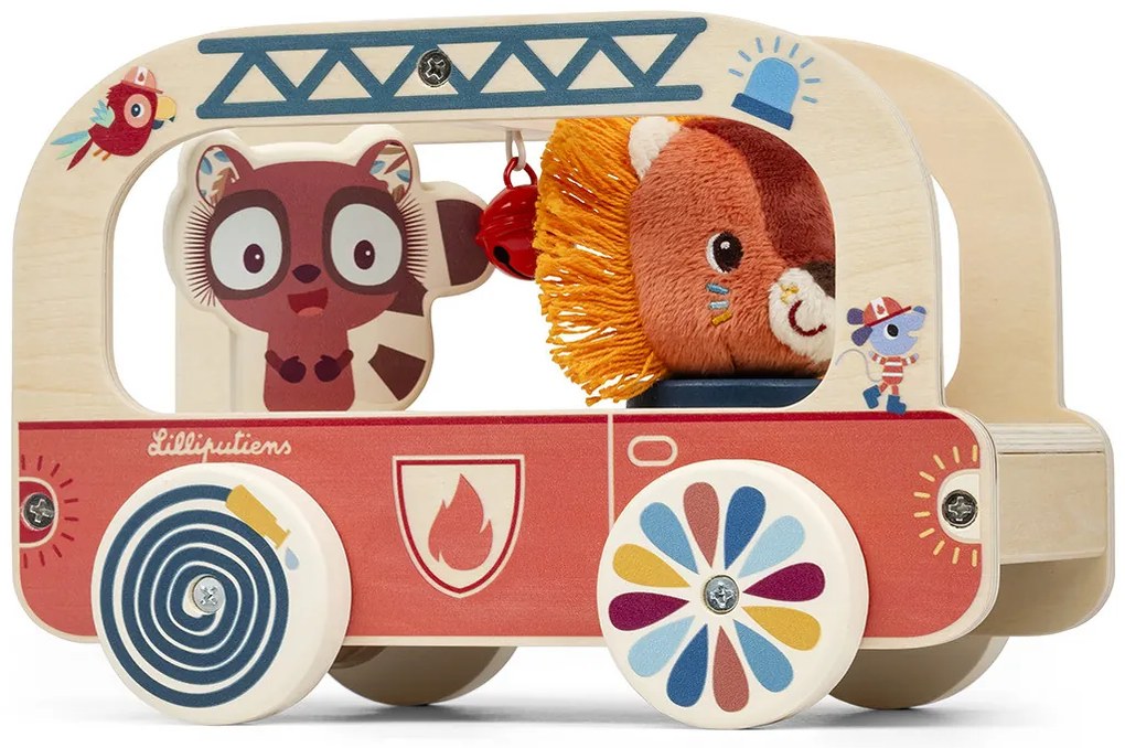 Lilliputiens – drevené hasičské auto – lev Jack