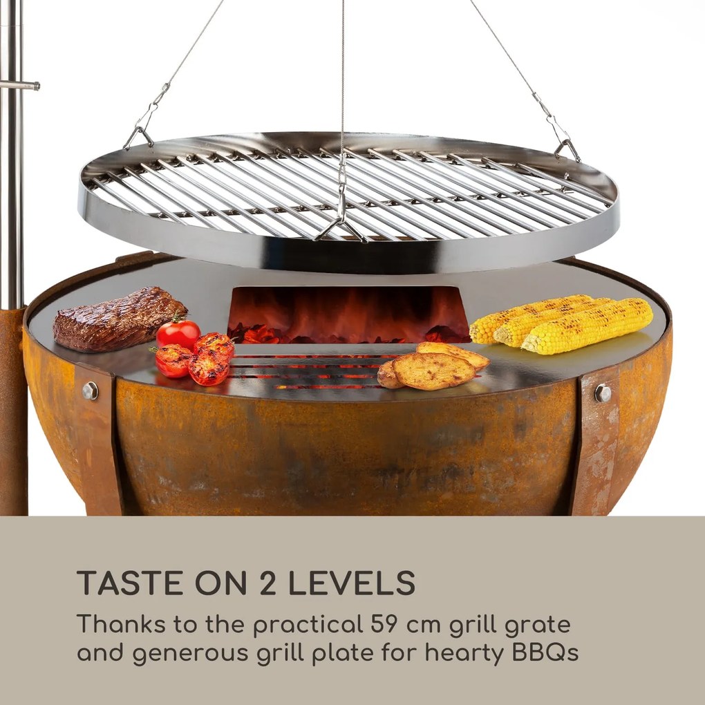 Blumfeldt Blum Fire Globe, ohnisko s grilom, Ø 60 cm, oceľ