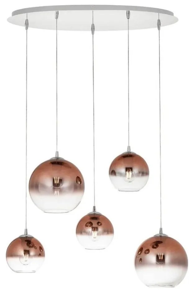 Redo 01-2080 - Luster na lanku BOWL 5xE27/42W/230V meď