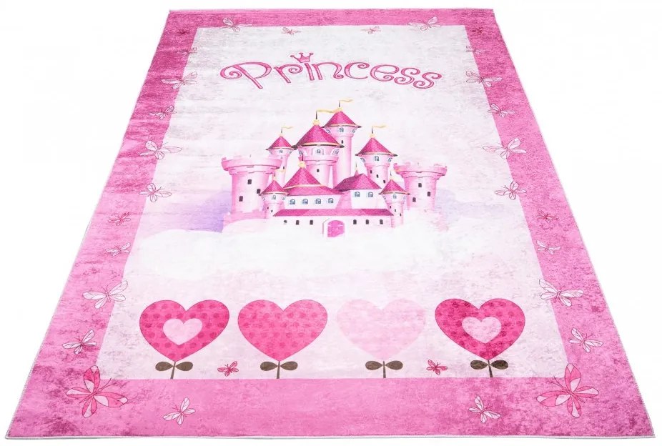 Dievčenský koberec s motívom zámku pre princezné Šírka: 80 cm | Dĺžka: 150 cm