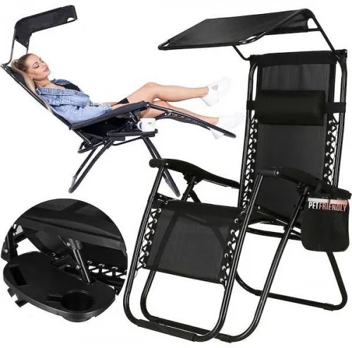 Záhradné lehátko so strieškou SPRINGOS GC0003