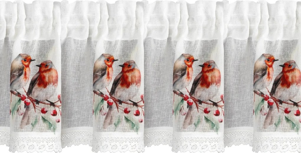 KRÁTKA VIANOČNÁ ZÁCLONA NA PÁSKE XMAS10 150X30 CM VZOROVANÁ