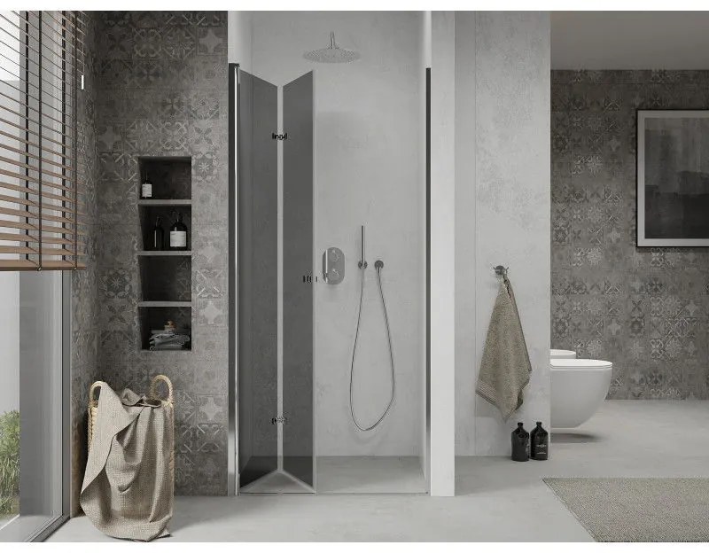 Mexen Lima, skladacie sprchové dvere do otvoru 80 x 190 cm, 6mm šedé sklo, chrómový profil, šedá, 856-080-000-01-40