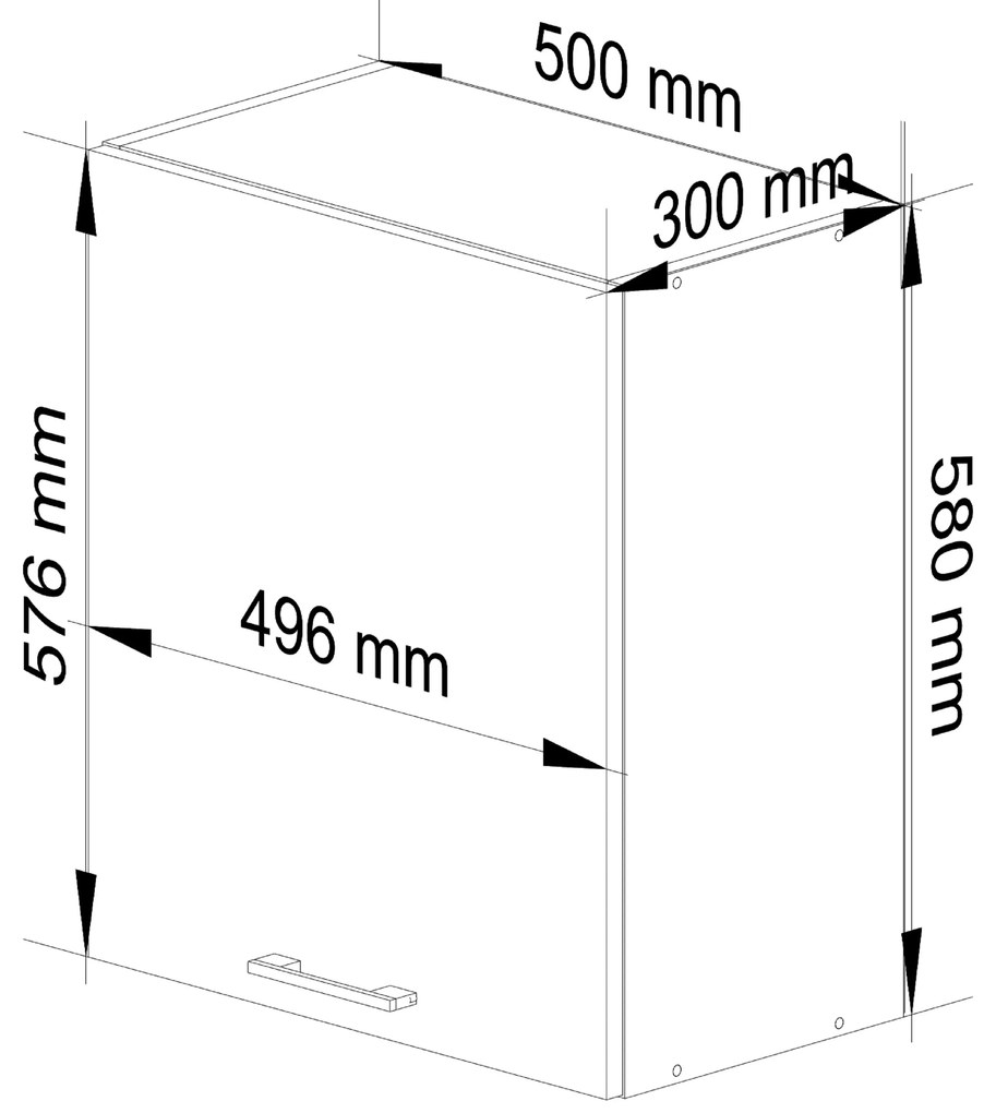 Horná kuchynská skrinka Ozara W50 H580 (biela). Akcia -15%. Vlastná spoľahlivá doprava až k Vám domov. 1069451