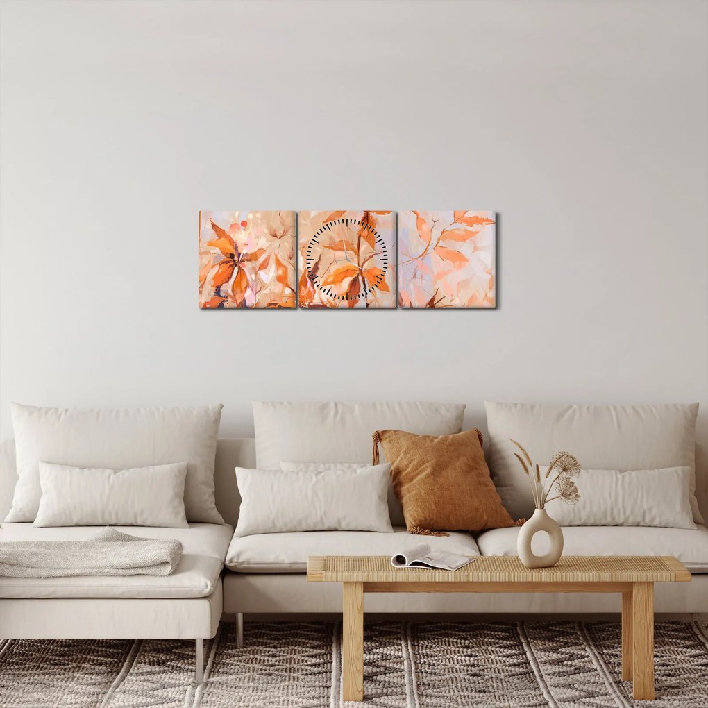 Obraz - Maľované kvety (s hodinami) (90x30 cm)