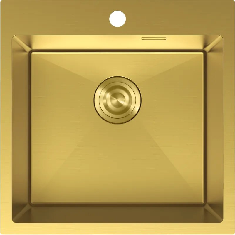 Mexen Solix, 1-komorový nerezový drez 500 x 500 mm, brúsená zlatá, 6407501000-55