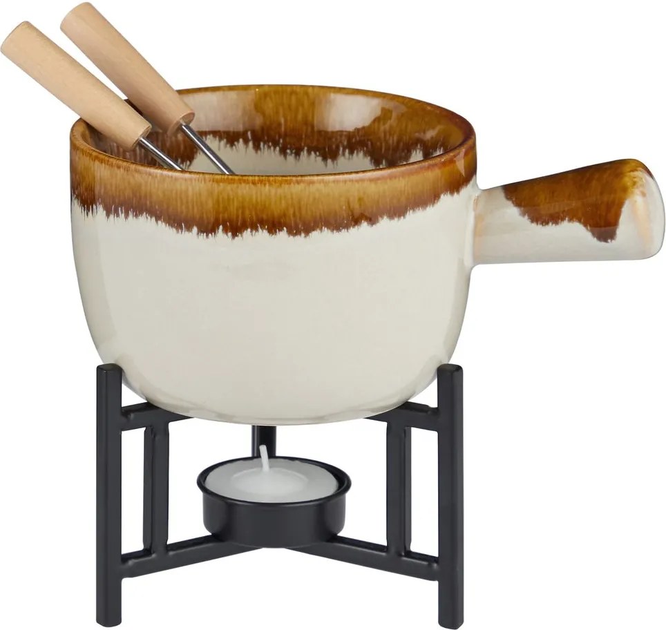AU CHOCOLAT Čokoládové fondue, 2 vidličky – béžová