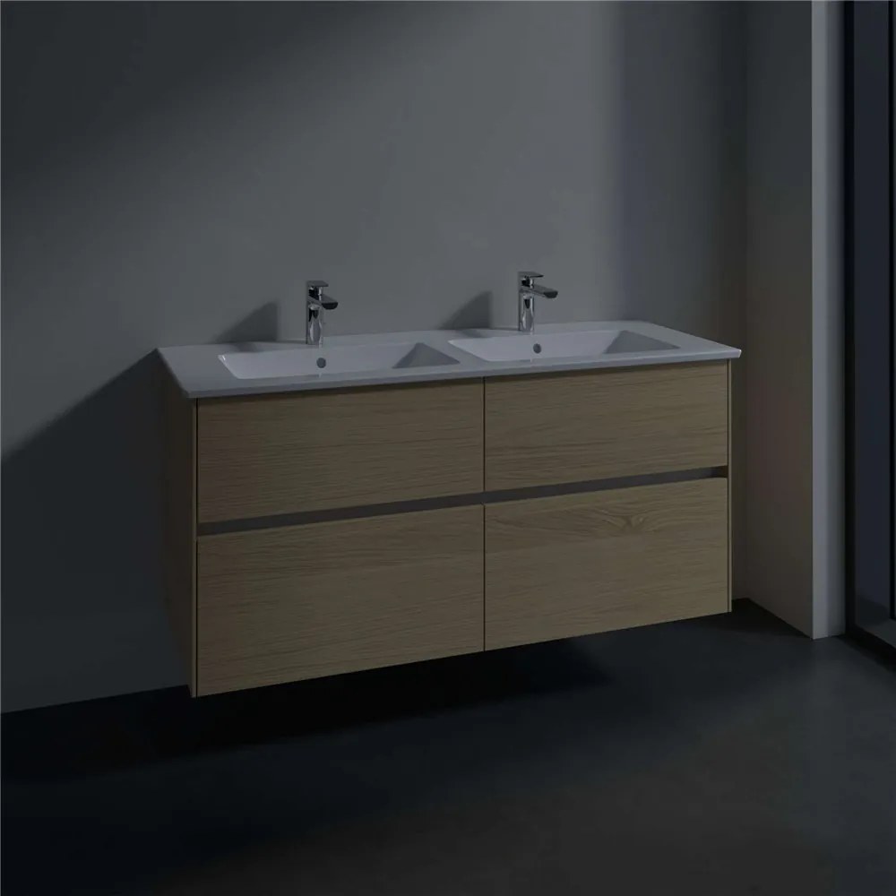 VILLEROY &amp; BOCH Collaro závesná skrinka pod dvojumývadlo, 4 zásuvky, 1261 x 480 x 610 mm, Nordic Oak, C14700VJ