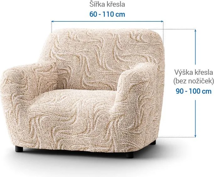 Bielastické poťahy BRILLANTE béžové kreslo (š. 60 - 110 cm)
