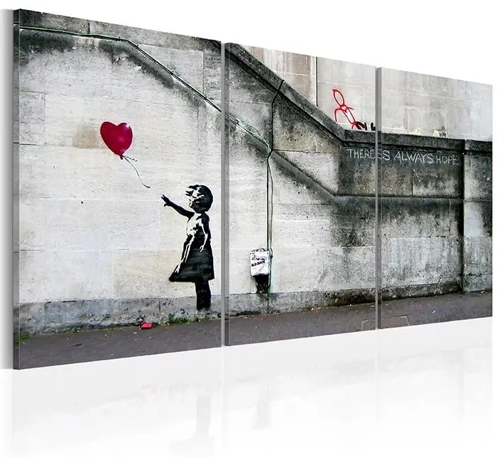 Obraz - There is always hope (Banksy) - triptych Veľkosť: 60x30, Verzia: Na talianskom plátne