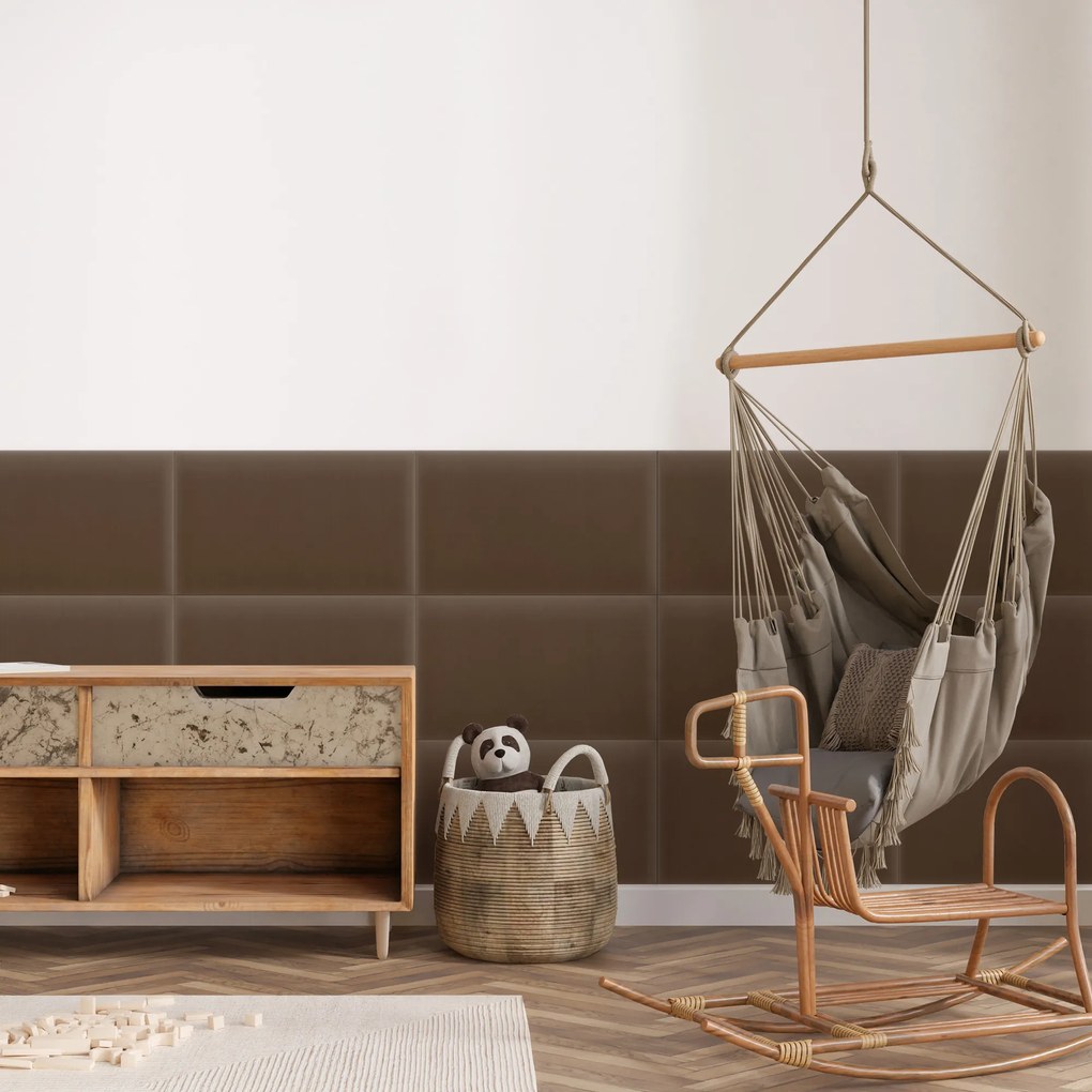 Zamatový čalúnený panel - Obdĺžnik - 50x40cm Farba: Hnedá