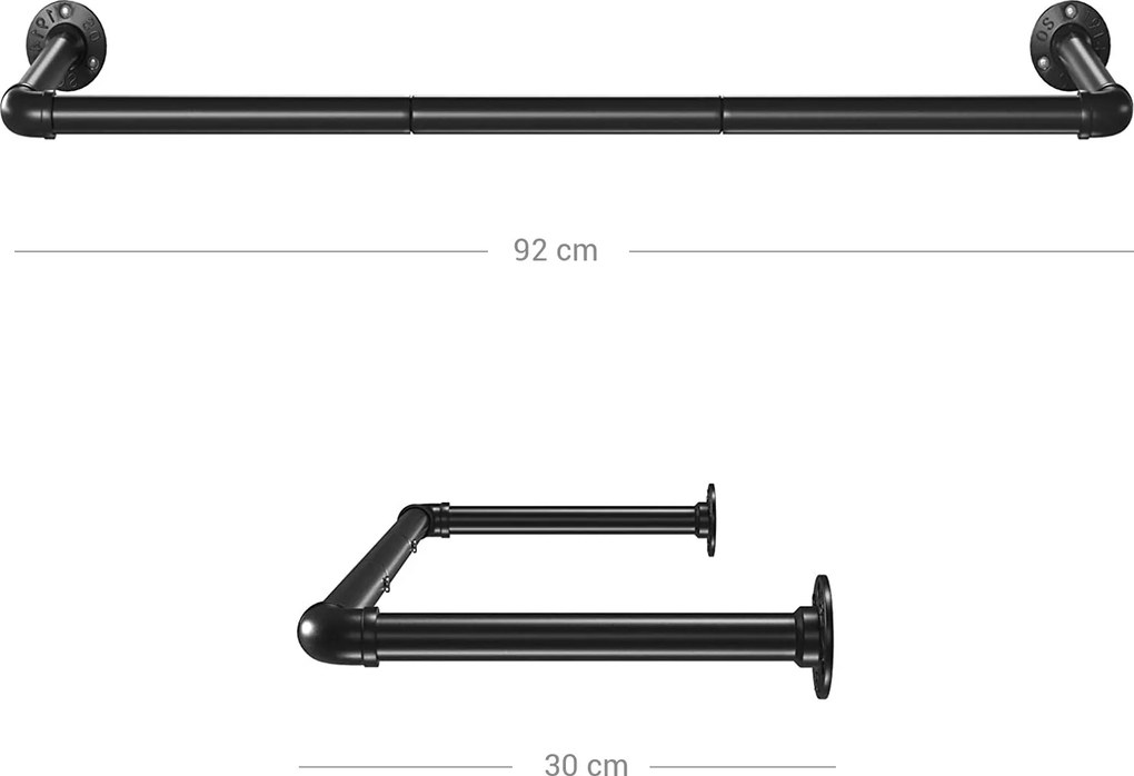 Nástenný vešiak na šaty, čierny