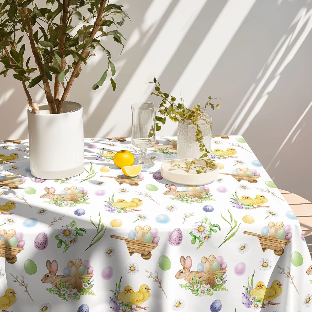 Goldea veľkonočný hranatý teflónový obrus - symboly veľkej noci 120 x 180 cm