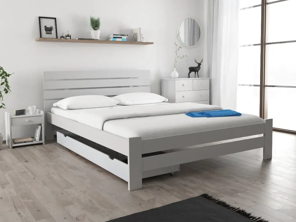 Posteľ PARIS zvýšená 120 x 200 cm, biela Rošt: S latkovým roštom, Matrac: Matrac DELUXE 10 cm