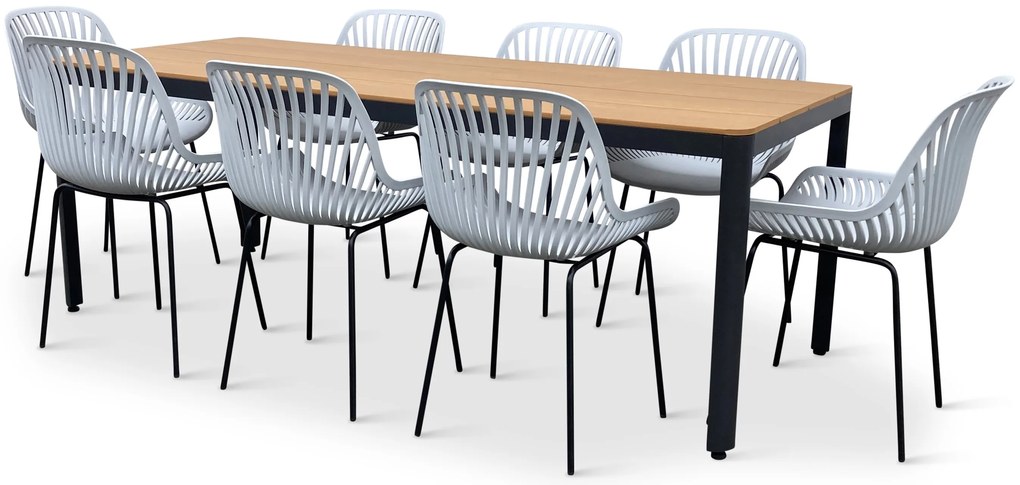 Noela Záhradný jedálenský set Milano + 8x stolička GABY šedá