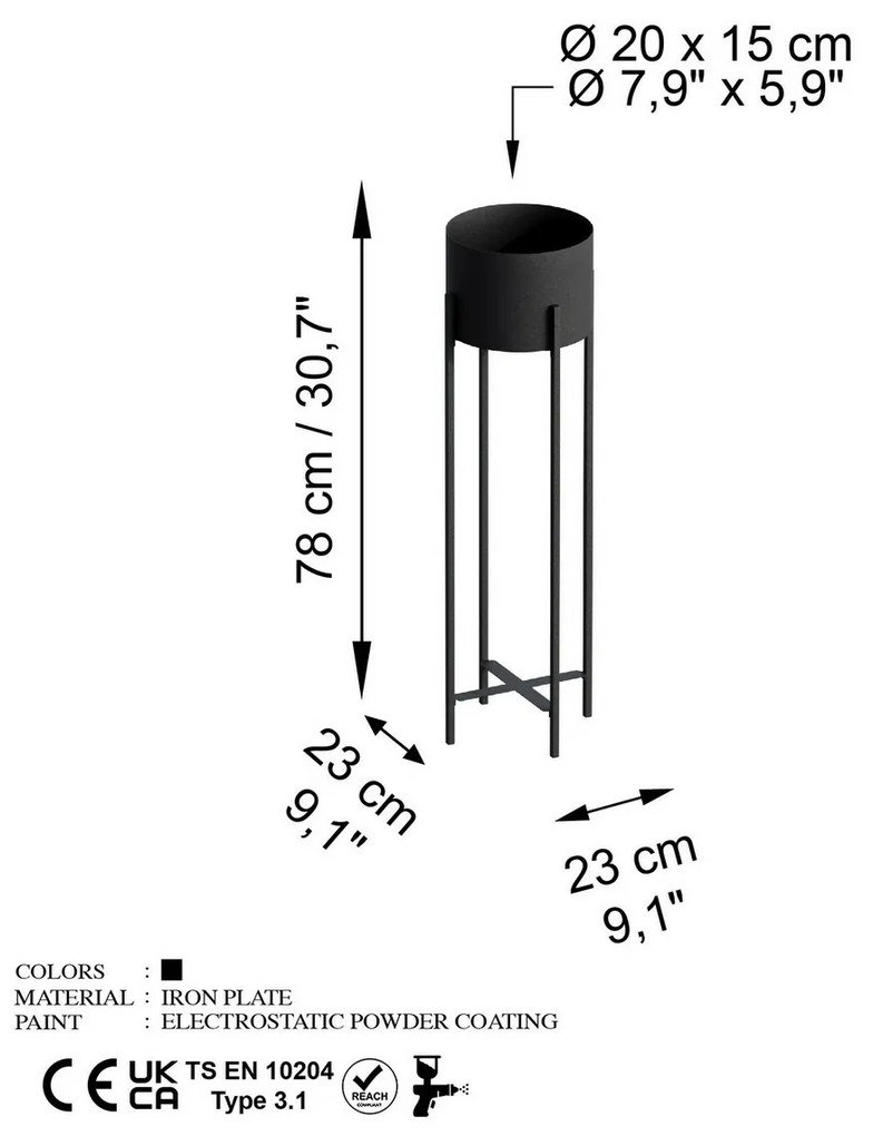 Kovový stojan na kvety GED-025 Loft black