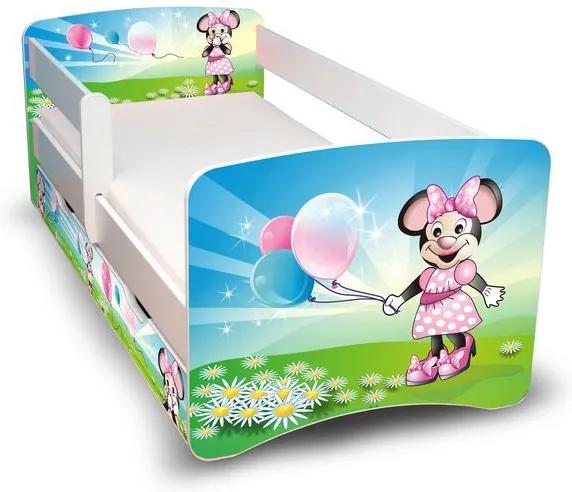 MAXMAX Detská posteľ so zásuvkou 160x80 cm - MYŠKA s balónikmi II 160x80 pre dievča ÁNO