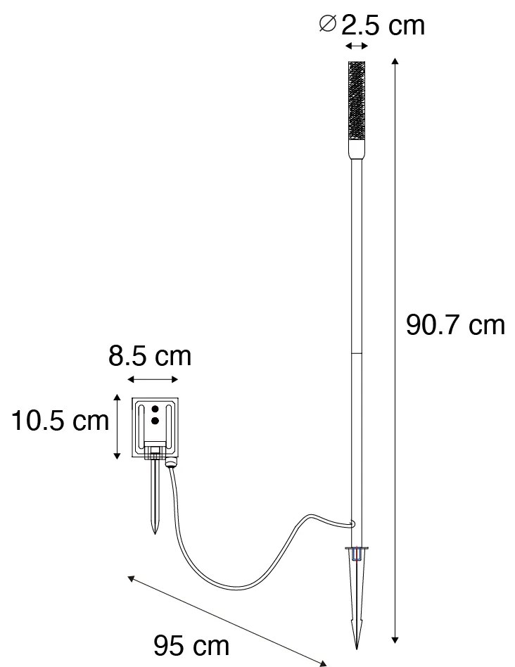 Vonkajšia stojaca lampa čierna vrátane nabíjateľného LED a solárneho - Barry