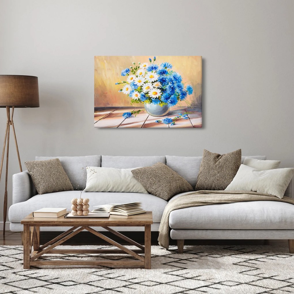 Maľovaný obraz vázy kvetín (90x60 cm)