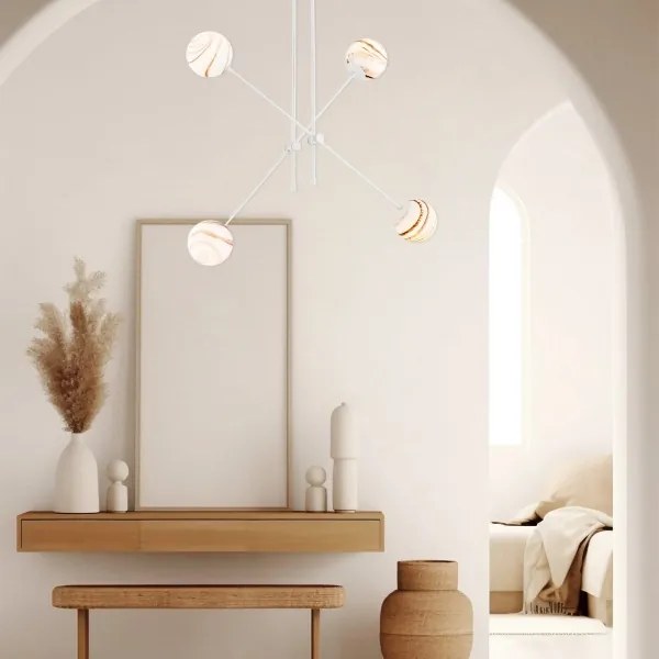 Argon 1841 - Luster na tyči ABSOS 4xE14/7W/230V alabaster biela