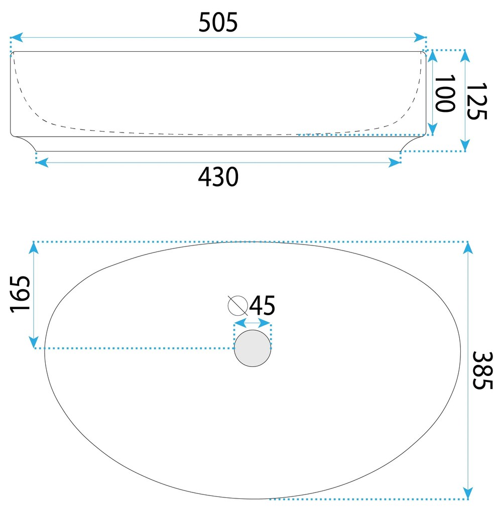 Rea Sabina 50, umývadlo na dosku 500x385x120 mm, biela lesklá, REA-U6364