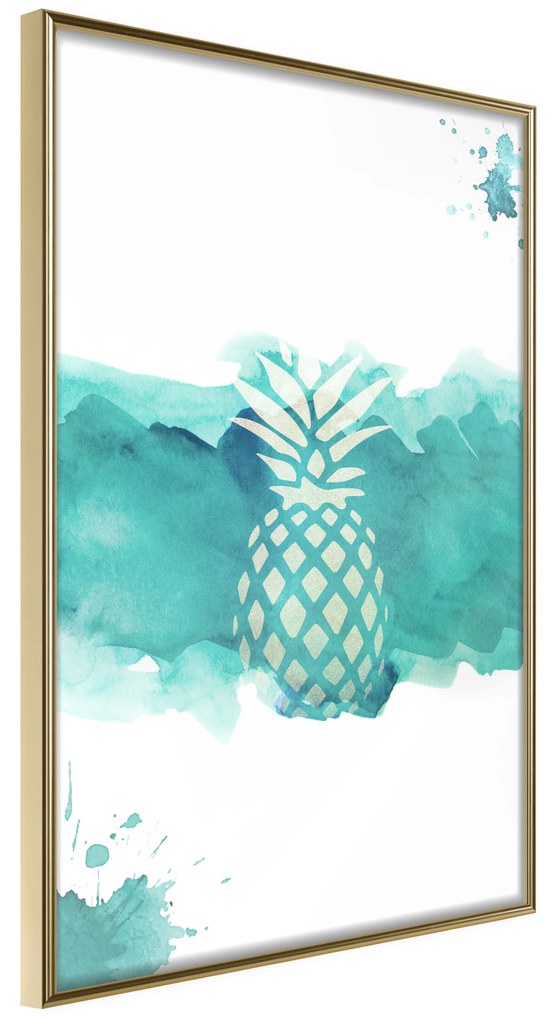 Artgeist Plagát - Pineapple in Watercolours [Poster] Veľkosť: 20x30, Verzia: Čierny rám s passe-partout
