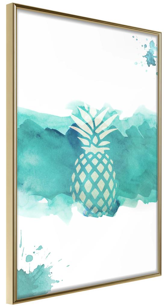 Artgeist Plagát - Pineapple in Watercolours [Poster] Veľkosť: 30x45, Verzia: Zlatý rám