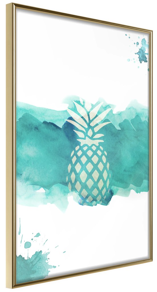 Artgeist Plagát - Pineapple in Watercolours [Poster] Veľkosť: 40x60, Verzia: Čierny rám s passe-partout