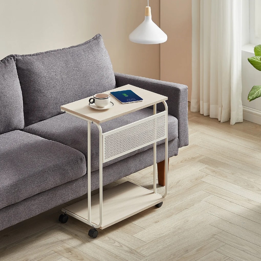 Príručný stolík na kolieskach MIREZO 55x33cm, béžový