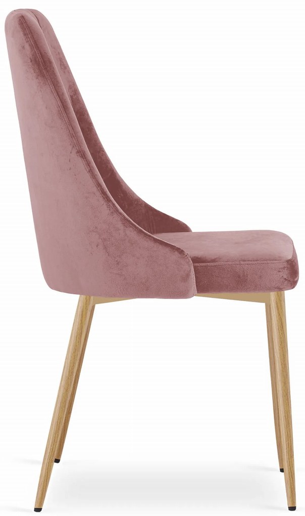 Stolička IMOLA - ružový zamat / nohy vo farbe dreva x 3 9401 71 00 00