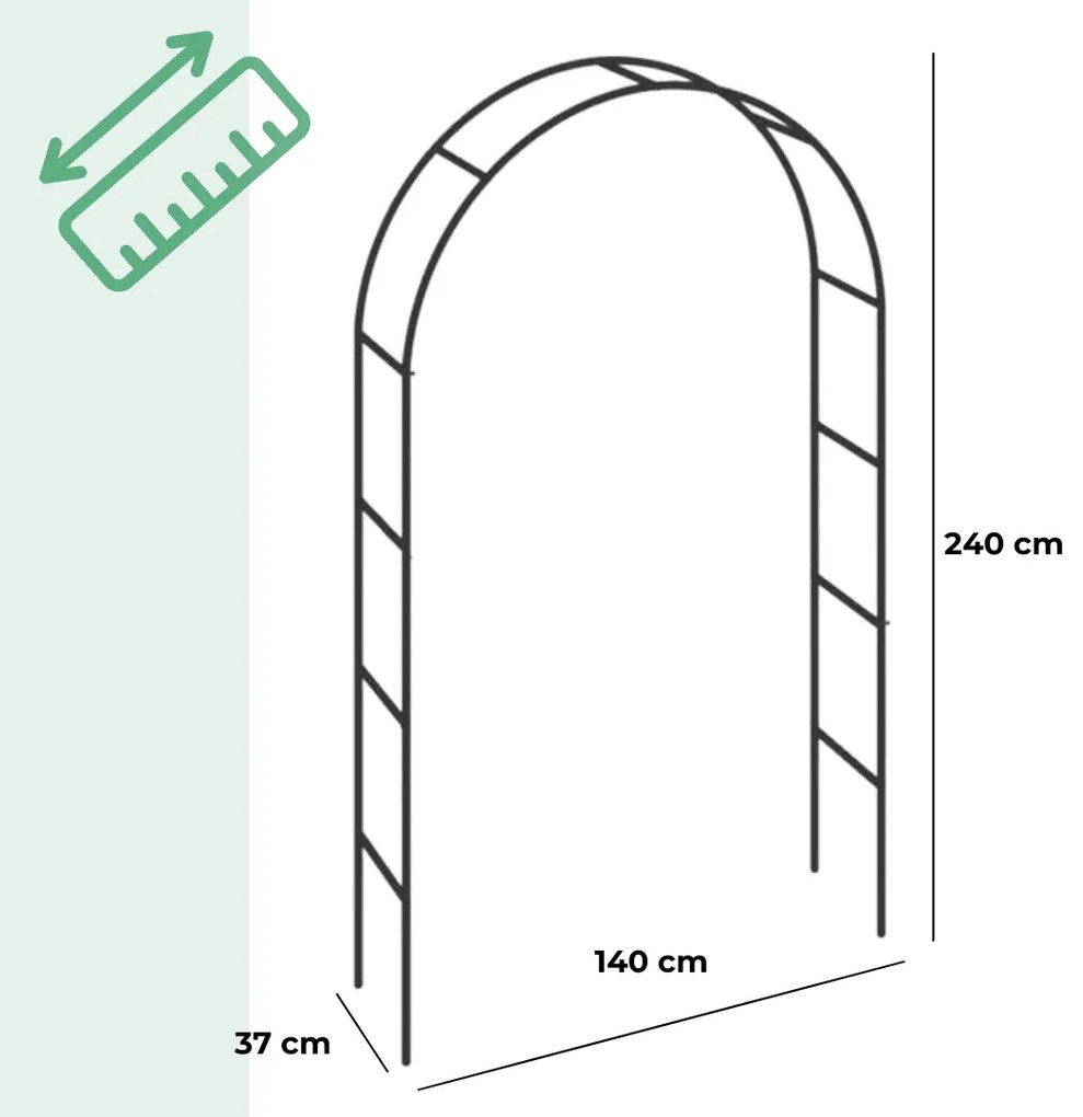 Oblúková opora na ruže 240x140x37cm Gardebruk
