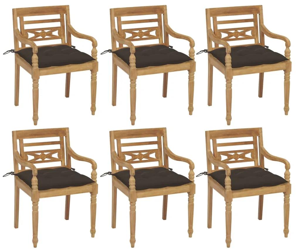 Batavia stoličky s podložkami 6 ks tíkový masív 3073345