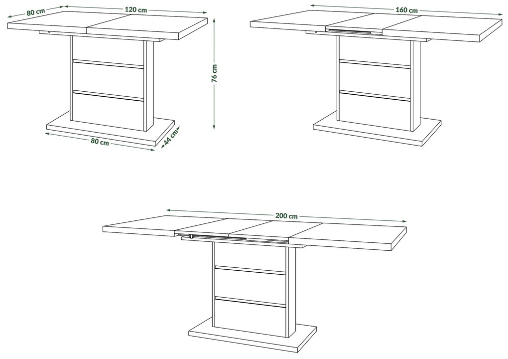 Mazzoni PIANO matná biela / čierny mat - moderný rozkladací stôl do 200 cm