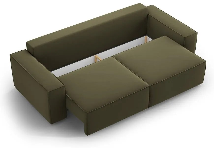 Zelená zamatová rozkladacia/s úložným priestorom pohovka 247 cm Jodie – Micadoni