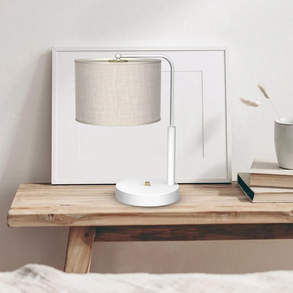 Stolná lampa Lino, 1x ľanové tienidlo, w