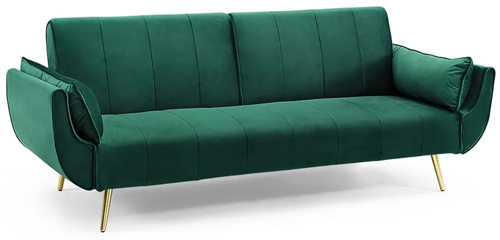 Rozkladacia sedačka Amiyah 215 cm smaragdovozelený zamat