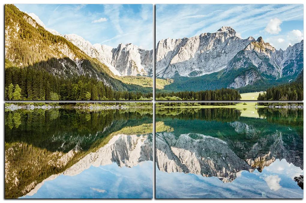 Obraz na plátne - Alpské štíty odrážajúce sa v pokojnom jazere 1157E (90x60 cm)