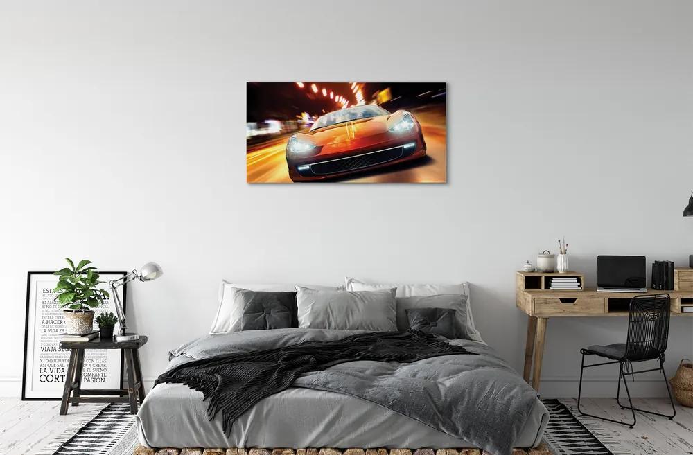 Obraz canvas Športové auto svetla mesta 140x70 cm