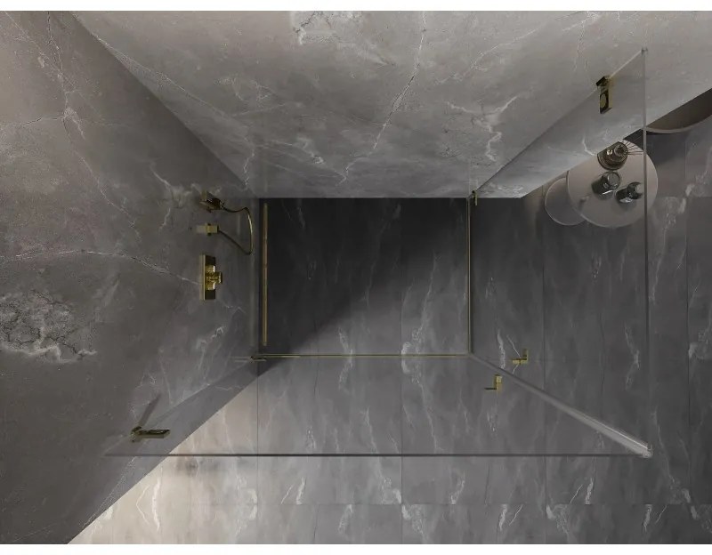Mexen Lunar-B Duo, výklopný sprchový kút 90 x 80 cm, 8mm číre sklo, zlatý profil, 832-090L-080P-50-00