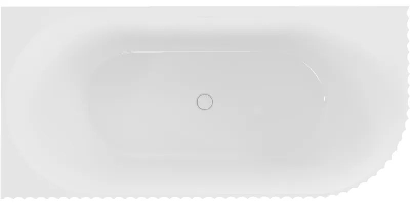 Mexen Gia, voľne stojaca rohová vaňa, drážkovaná, ľavá, 170 x 80 cm, biela lesklá, biely prepad, 52701708000L-20