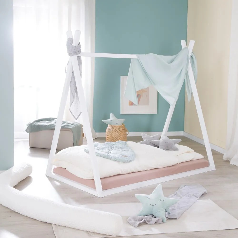 Biela domčeková detská posteľ 70x140 cm Montessori – Roba