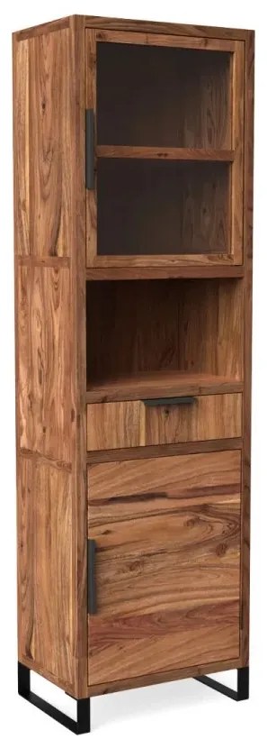 furniture-nabytek.cz - Masivní vitrína Sydney z akáciového dřeva, lakovaná, hnědá – 50×45×185 cm