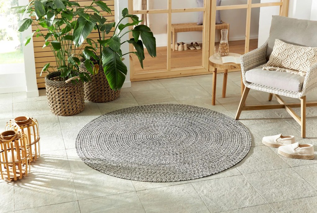 NORTHRUGS - Hanse Home koberce Kusový koberec Braided 105552 Melange kruh – na von aj na doma - 150x150 (priemer) kruh cm